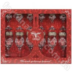 Набор бокалов под шампанское +рюмка Русский узор GE09-1687/1801 12 предметов ➜ Оптом и в розницу ✅ актуальная цена -Интернет магазин ✅  Фортуна ✅