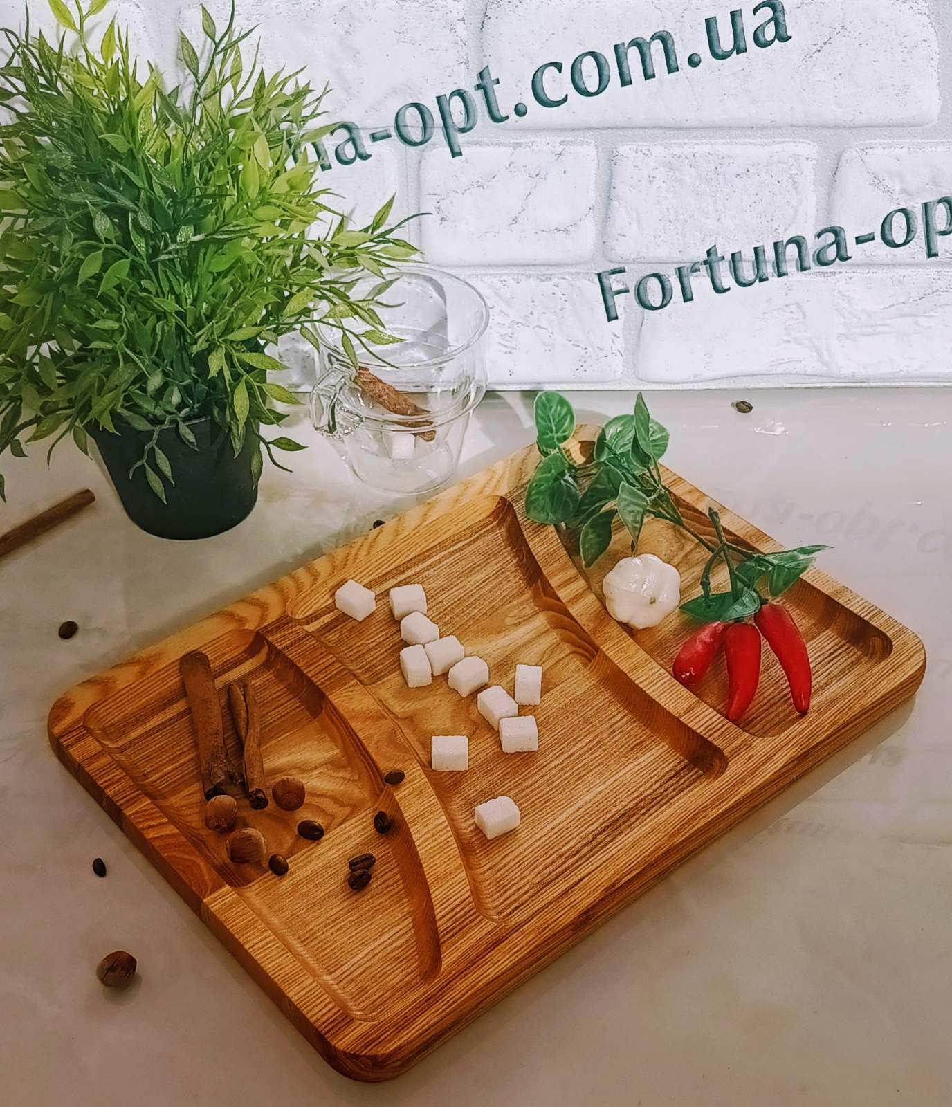 Менажница Ясень 25х35см прямоугольная 3 секции 0131 ✅ базовая цена 221.94 грн. ✔ Опт ✔ Скидки ✔ Заходите! - Интернет-магазин ✅ Фортуна-опт ✅