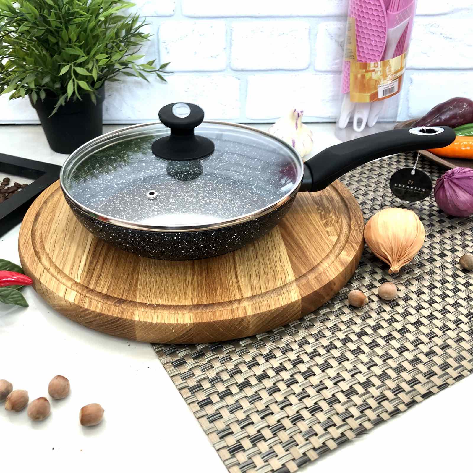 Сковорода с крышкой Edenberg EB 22 см - 4108  ✅ базовая цена $12.80 ✔ Опт ✔ Скидки ✔ Заходите! - Интернет-магазин ✅ Фортуна-опт ✅