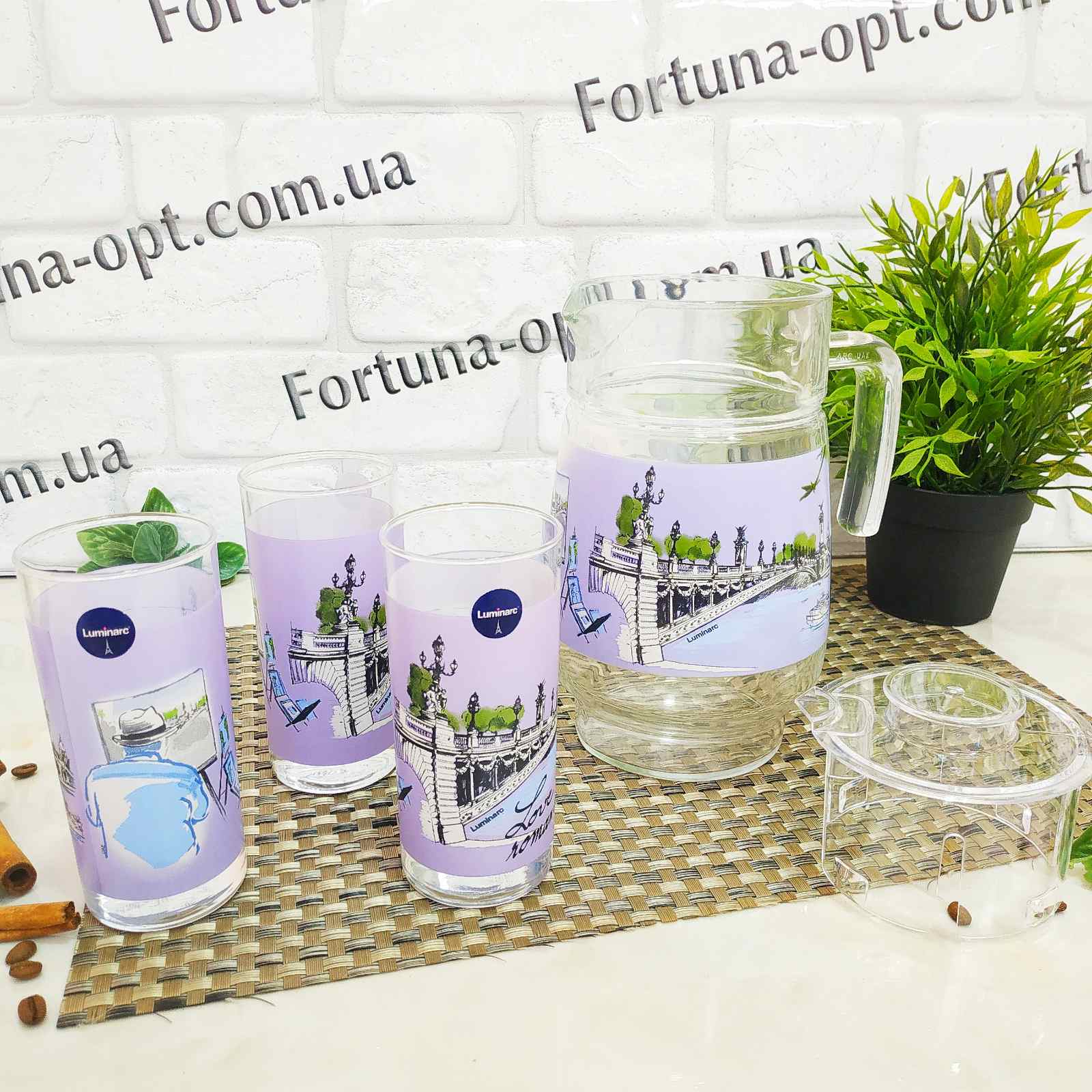 Кувшин + 6 стаканов набор 7 предметов LOVE ROMANCE PURPLE Luminarc - 5667 ✅ базовая цена 447.14 грн. ✔ Опт ✔ Скидки ✔ Заходите! - Интернет-магазин ✅ Фортуна-опт ✅
