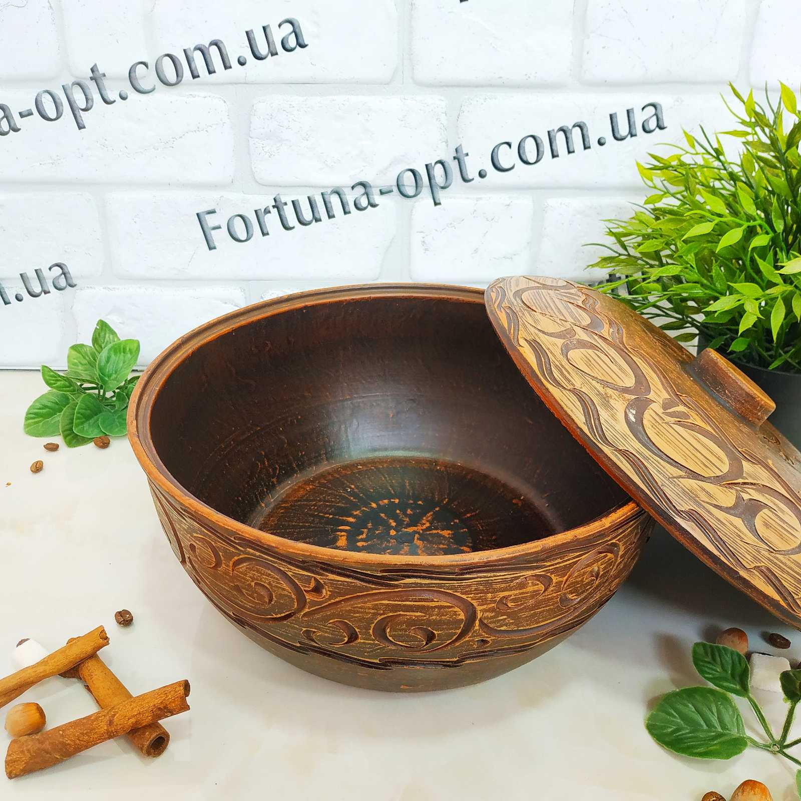 Макитра 5 л с крышкой из красной глины - 7748 ✅ базовая цена 240.35 грн. ✔ Опт ✔ Скидки ✔ Заходите! - Интернет-магазин ✅ Фортуна-опт ✅