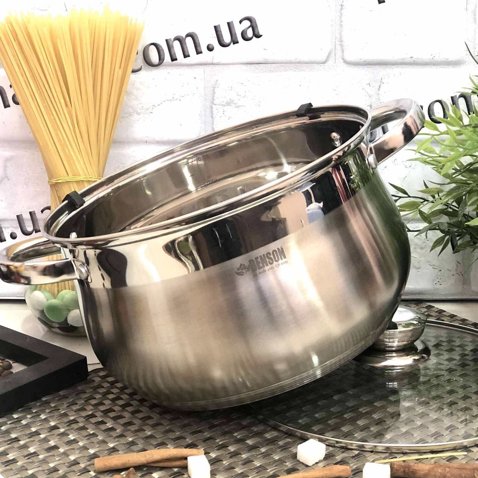 Кастрюля нержавейка с толстым дном Benson - 600 - 8 л ✅ базовая цена $20.26 ✔ Опт ✔ Скидки ✔ Заходите! - Интернет-магазин ✅ Фортуна-опт ✅