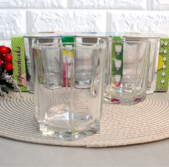 Набор стаканов Европейский 250 мл 8304 6 шт ✅ базовая цена 86.53 грн. ✔ Опт ✔ Скидки ✔ Заходите! - Интернет-магазин ✅ Фортуна-опт ✅