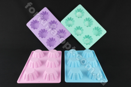 Форма силиконовая для выпечки кексов A-Plus - 1966 6 ячеек ✅ базовая цена $1.73 ✔ Опт ✔ Скидки ✔ Заходите! - Интернет-магазин ✅ Фортуна-опт ✅