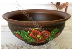 Миска Киссе 1,2 л (красная глина) рисованная ➜ Оптом и в розницу ✅ актуальная цена - Интернет магазин ✅ Фортуна ✅