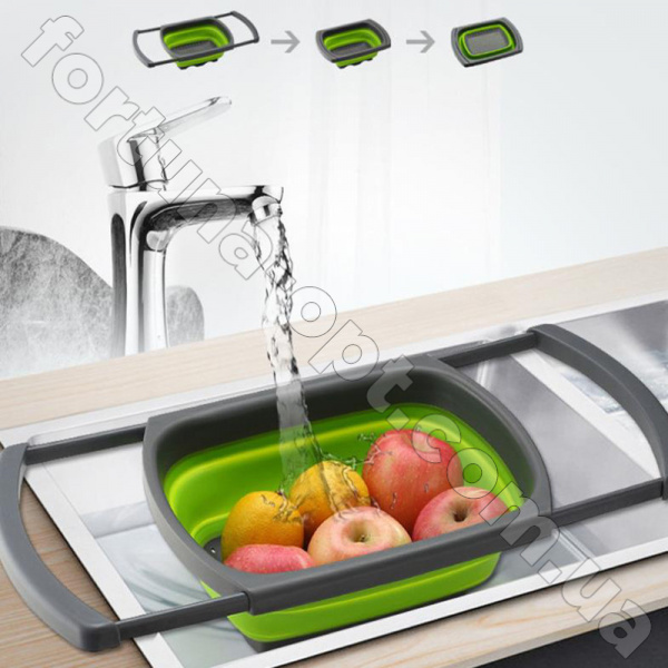 Дуршлаг силиконовый раскладной 38*27 см A-Plus - 1979 ✅ базовая цена $4.14 ✔ Опт ✔ Скидки ✔ Заходите! - Интернет-магазин ✅ Фортуна-опт ✅