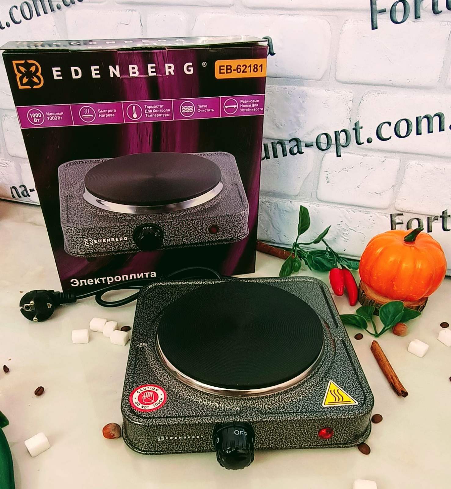 Плита электрическая 1-диск 1000 Вт Edenberg 62181 ✅ базовая цена $8.70 ✔ Опт ✔ Скидки ✔ Заходите! - Интернет-магазин ✅ Фортуна-опт ✅
