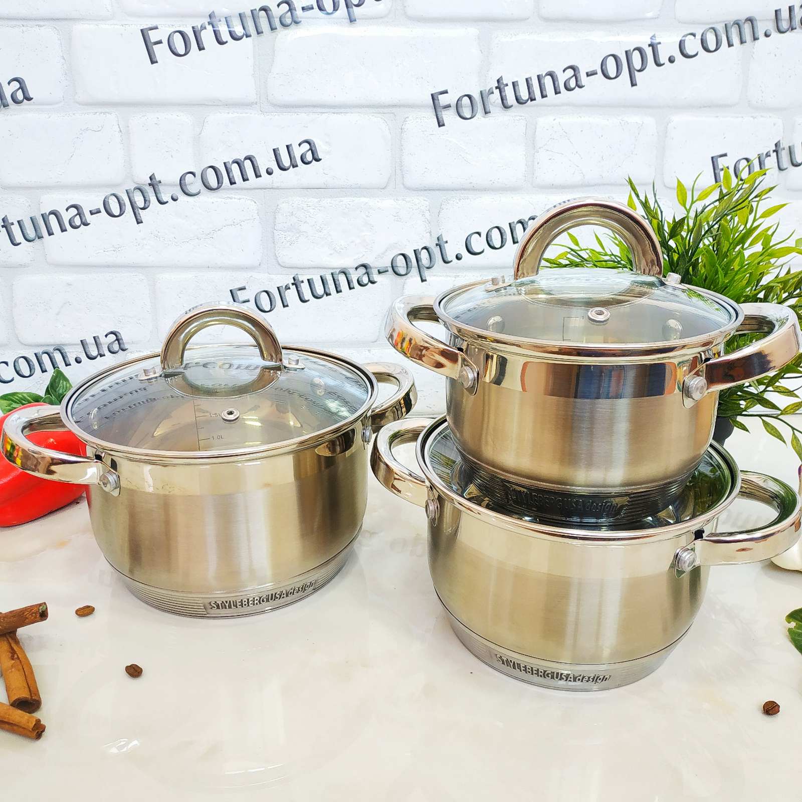 Набор из нержавеющих кастрюль A-Plus 2185➜ Опт и розница ✅ актуальная цена -Интернет магазин ✅ Фортуна ✅