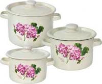 Набор эмалированный "262" Пеларгония 3,0л/4,5л/5,5л  ✅ базовая цена 1&nbsp;097.40 грн. ✔ Опт ✔ Акции ✔ Заходите! - Интернет-магазин Fortuna-opt.com.ua.