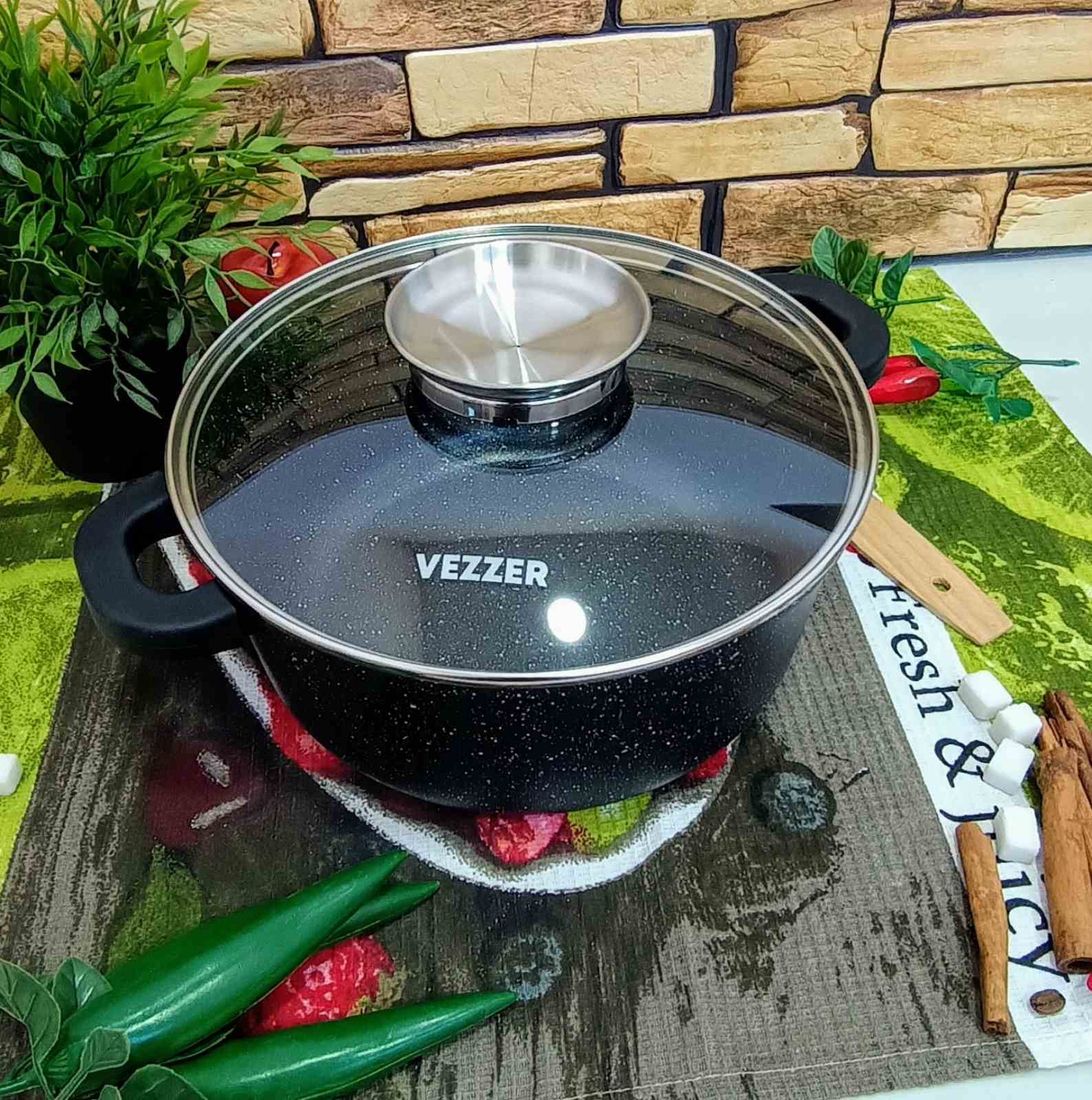 Казан 2.5л Vezzer круглый темный гранит 8004  ✅ базовая цена 624.23 грн. ✔ Опт ✔ Скидки ✔ Заходите! - Интернет-магазин ✅ Фортуна-опт ✅