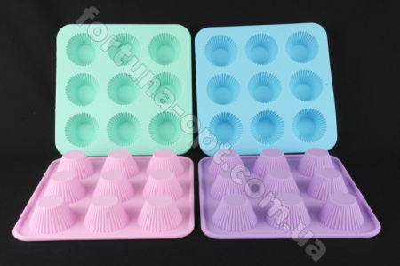 Форма силиконовая для выпечки кексов A-Plus - 1967 9 ячеек ✅ базовая цена $2.24 ✔ Опт ✔ Скидки ✔ Заходите! - Интернет-магазин ✅ Фортуна-опт ✅