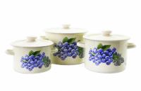 Набор кастрюль эмалированных "262" Голубика молочная 3,0л/4,5л/5,5л ➜ Оптом и в розницу ✅ актуальная цена -Интернет магазин ✅ Фортуна ✅