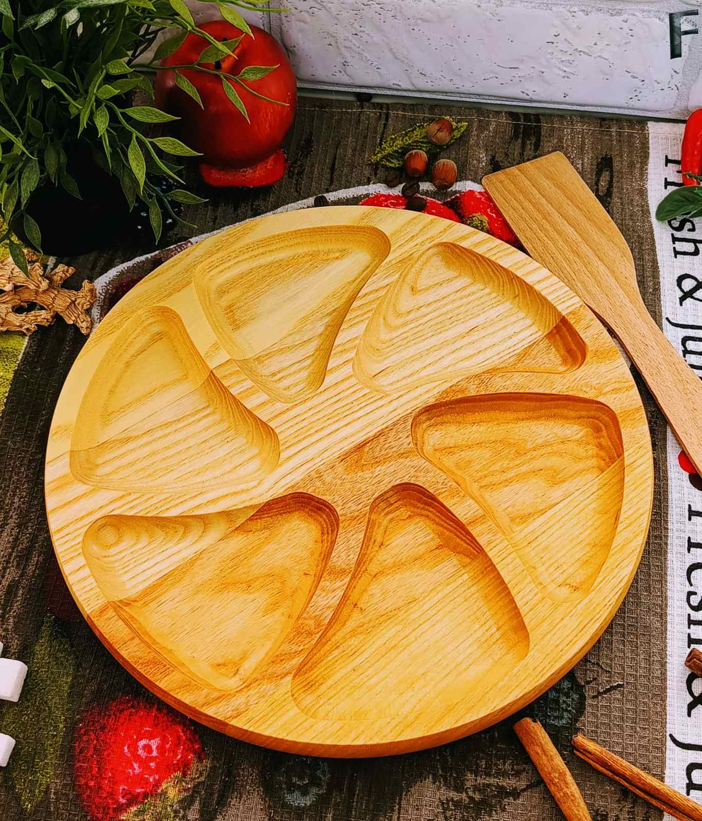 Менажница Ясень 30см круглая 6 секций 0129 ✅ базовая цена 228.11 грн. ✔ Опт ✔ Скидки ✔ Заходите! - Интернет-магазин ✅ Фортуна-опт ✅