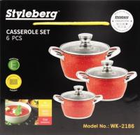 Набор нержавеющих кастрюль с покрытием красный (2/2,5/3,5л) А-Плюс 2186 ➜ Оптом и в розницу ✅ актуальная цена - Интернет магазин ✅ Фортуна ✅