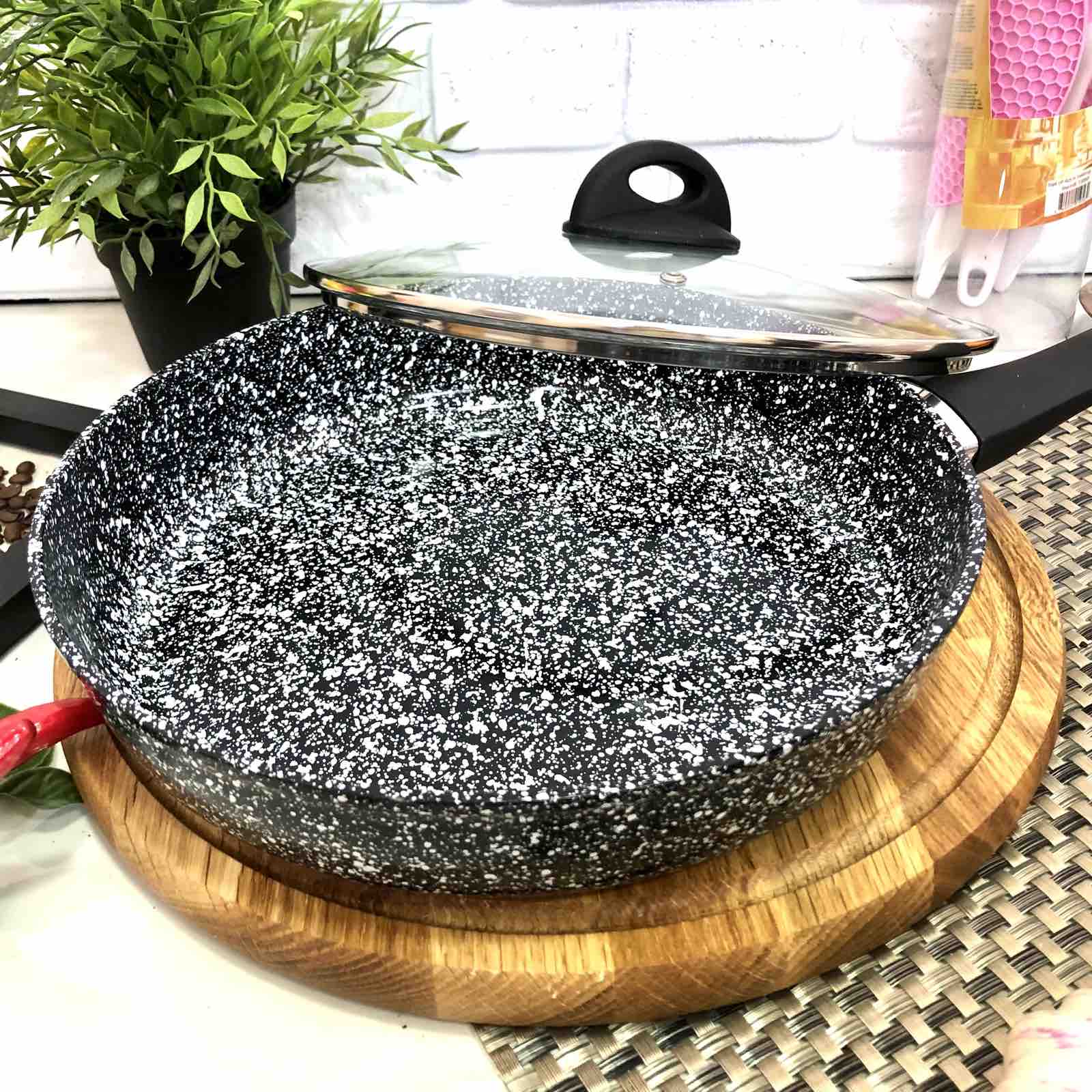 Сковорода с высокими бортами и крышкой Edenberg EB 28 см гранит - 3440  ✅ базовая цена $17.33 ✔ Опт ✔ Скидки ✔ Заходите! - Интернет-магазин ✅ Фортуна-опт ✅