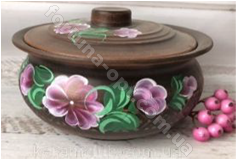 Вареничник с крышкой 2 л из красной глины рисованные 7789 ➜ Оптом и в розницу ✅ актуальная цена - Интернет магазин ✅ Фортуна ✅