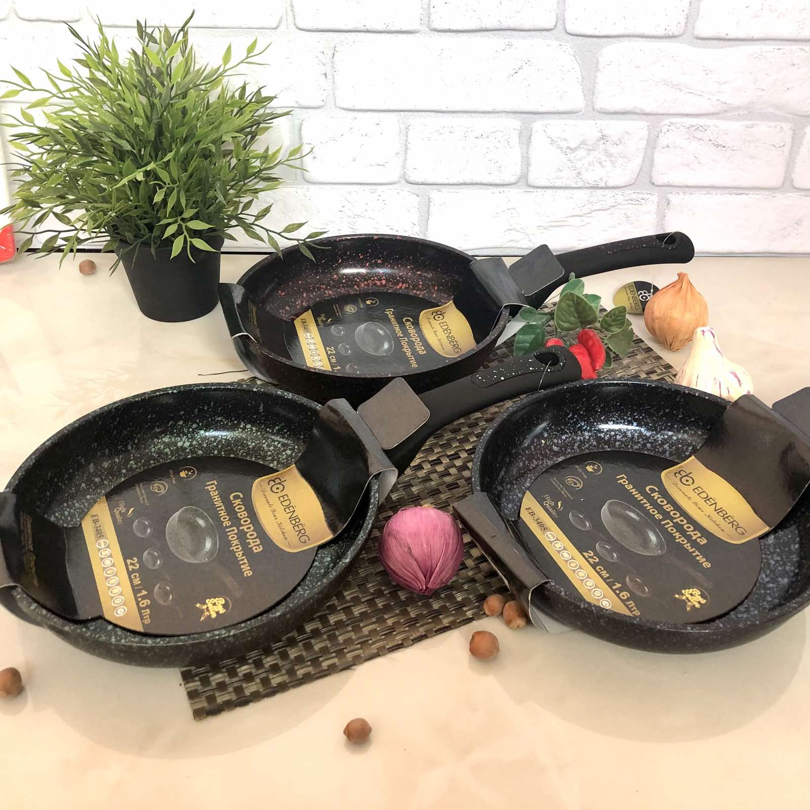 Сковорода с мраморным покрытие Edenberg EB - 3404 - 20 см ✅ базовая цена $7.28 ✔ Опт ✔ Скидки ✔ Заходите! - Интернет-магазин ✅ Фортуна-опт ✅