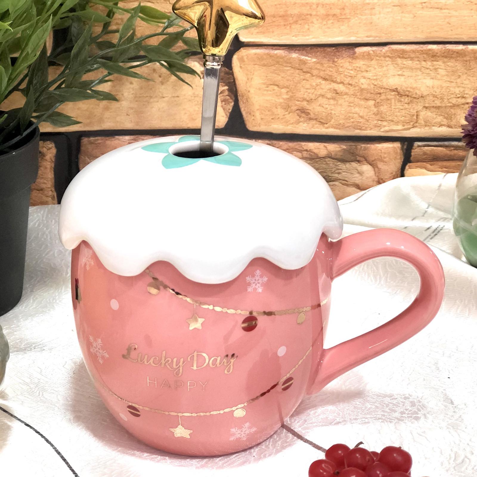 Чашка с крышкой и ложкой 420 мл Новогодняя Stenson - 00526 ✅ базовая цена $6.64 ✔ Опт ✔ Скидки ✔ Заходите! - Интернет-магазин ✅ Фортуна-опт ✅