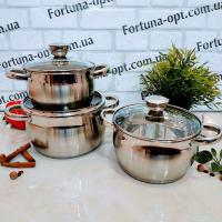 Набор кастрюль из нержавеющей стали A-Plus - 2182 ➜ Оптом и в розницу ✅ актуальная цена - Интернет магазин ✅ Фортуна ✅