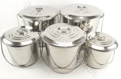 Набор ведер нержавеющих с крышками  0385 ✅ базовая цена $44.76 ✔ Опт ✔ Акции ✔ Заходите! - Интернет-магазин Fortuna-opt.com.ua.