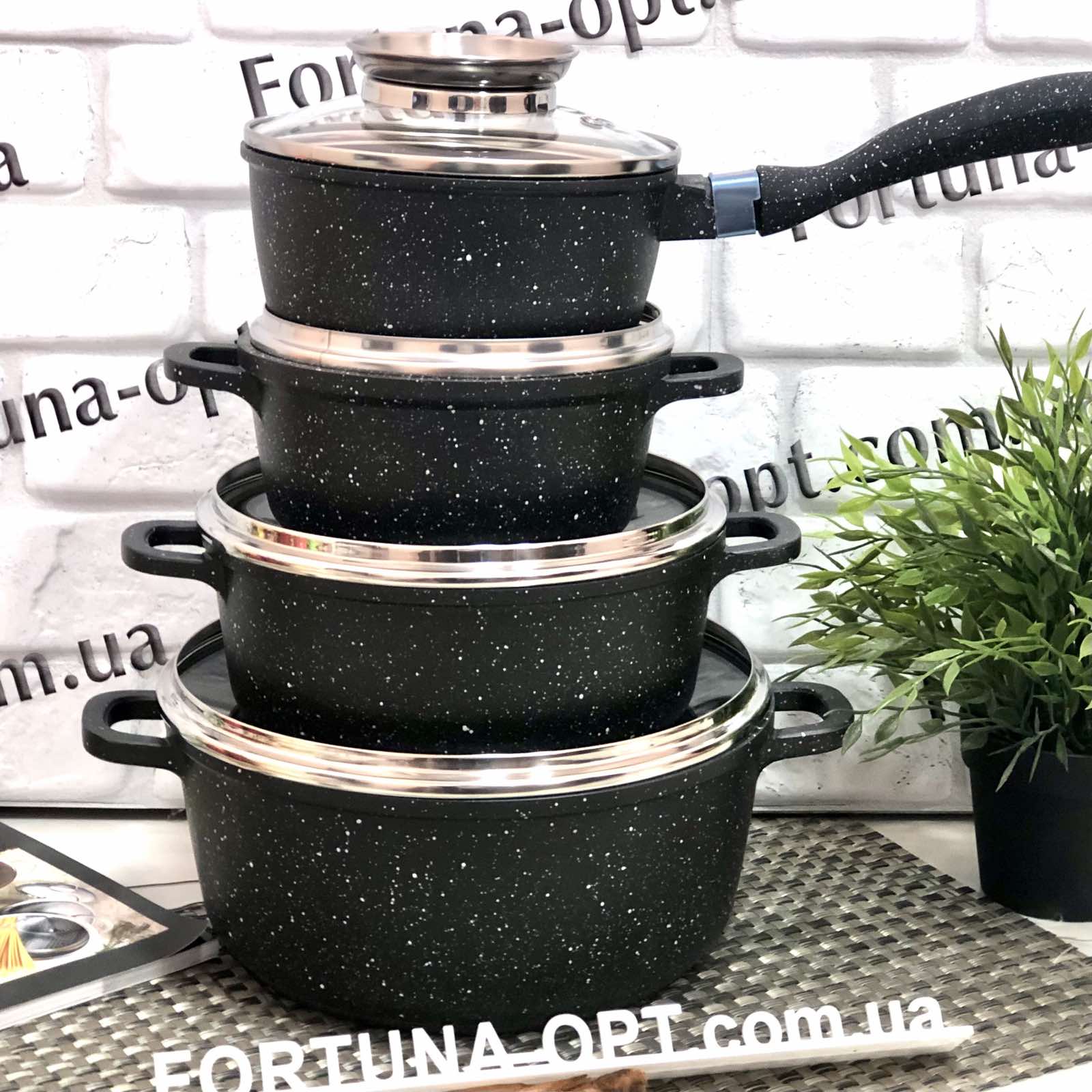Набор кастрюль с мраморным покрытием А-Плюс -1507  ✅ базовая цена $54.61 ✔ Опт ✔ Скидки ✔ Заходите! - Интернет-магазин ✅ Фортуна-опт ✅