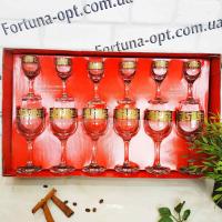 Бокал для вина + рюмка 12 пр. Греческий узор GE 03-163/164 ➜ Оптом и в розницу ✅ актуальная цена -Интернет магазин ✅  Фортуна ✅