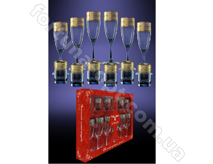 Набор бокалов под шампанское+стопка Версаче GE 08-1687/837 12 пр ➜ Оптом и в розницу ✅ актуальная цена -Интернет магазин ✅  Фортуна ✅