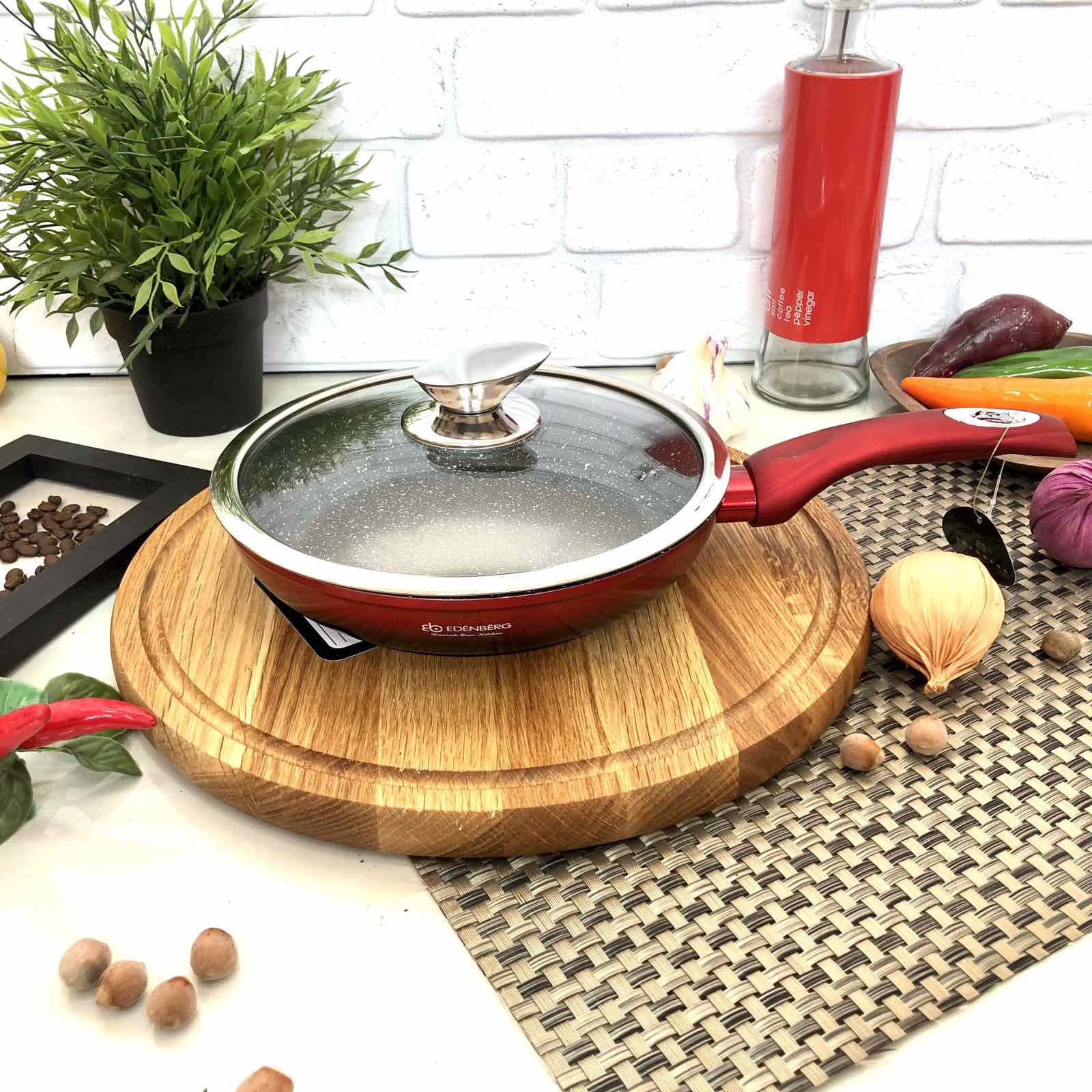 Сковорода с крышкой Edenberg EB - 3337 - 22 см/мрамор ✅ базовая цена $11.56 ✔ Опт ✔ Скидки ✔ Заходите! - Интернет-магазин ✅ Фортуна-опт ✅