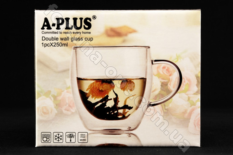 Чашка стеклянная 250 мл двойная стенка Капучино A-Plus - 7011 ✅ базовая цена $2.49 ✔ Опт ✔ Скидки ✔ Заходите! - Интернет-магазин ✅ Фортуна-опт ✅