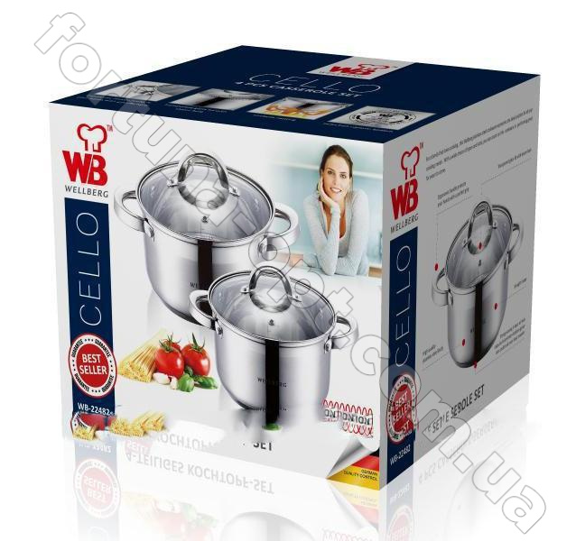 Набор нержавеющих кастрюль Wellberg WB - 22482➜ Опт и розница ✅ актуальная цена -Интернет магазин ✅ Фортуна ✅