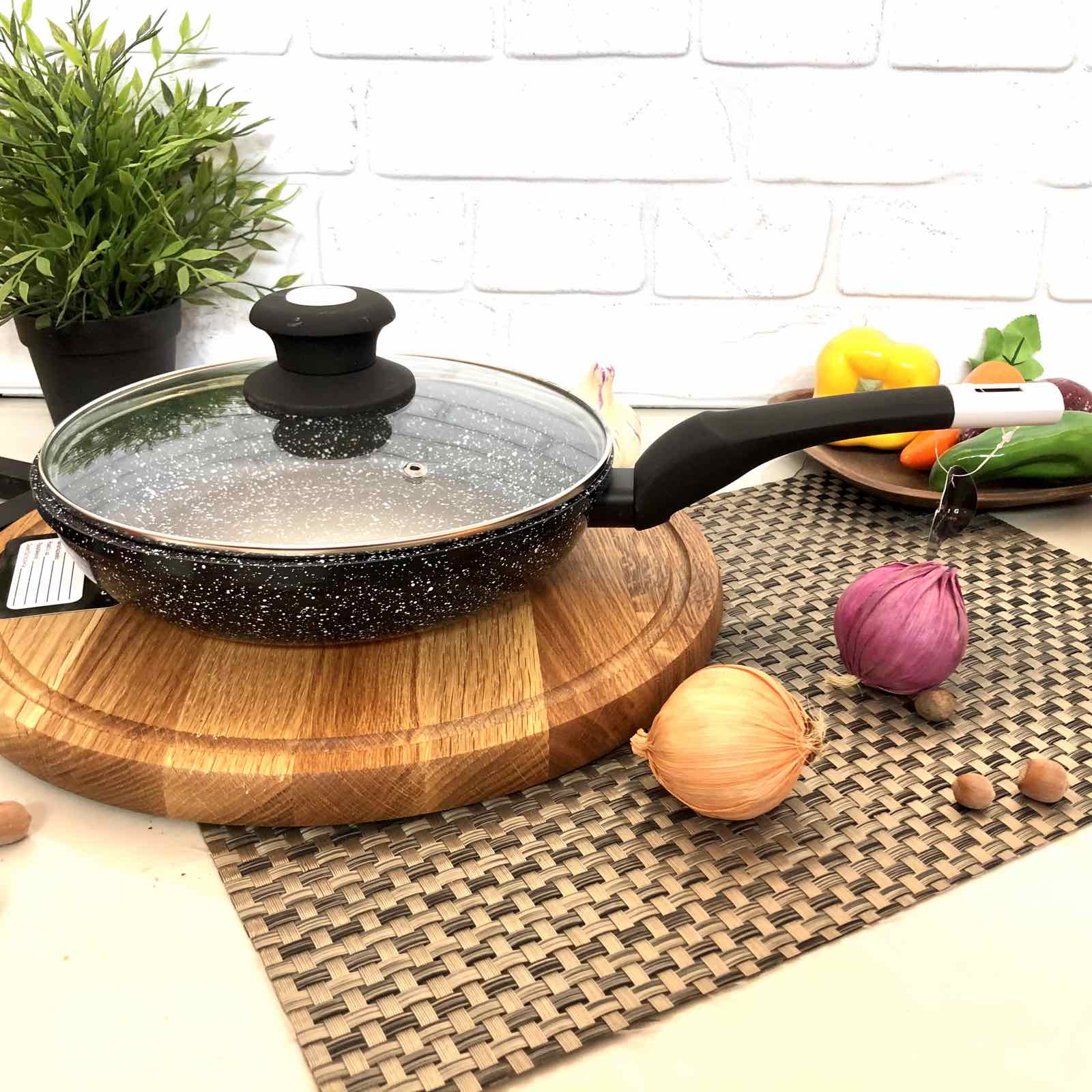 Сковорода с крышкой и гранитным покрытием Edenberg EB - 4134 - 24 см ✅ базовая цена $16.10 ✔ Опт ✔ Скидки ✔ Заходите! - Интернет-магазин ✅ Фортуна-опт ✅