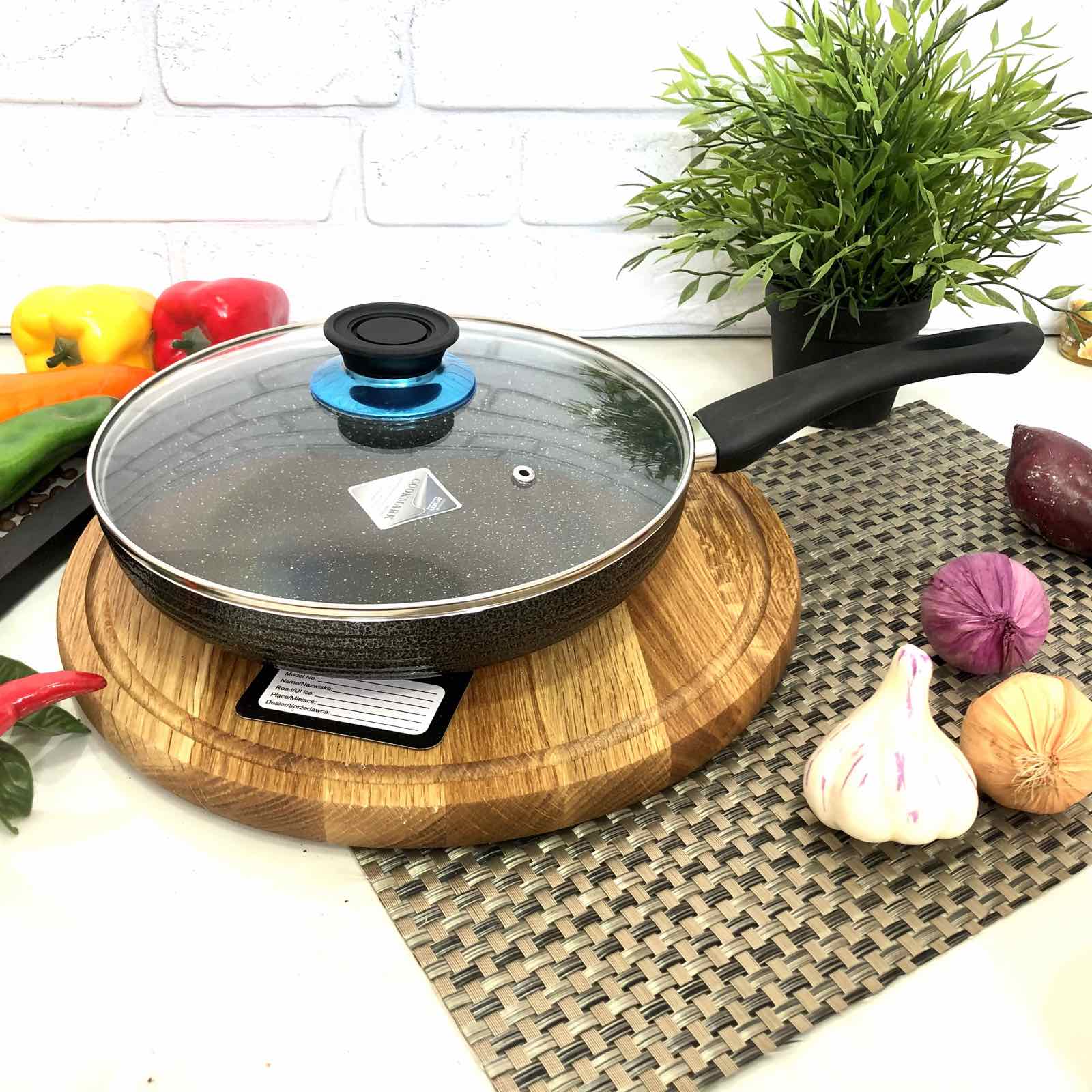 Сковорода с крышкой, мраморное покрытие A-Plus 26 см - 1109  ✅ базовая цена $10.40 ✔ Опт ✔ Скидки ✔ Заходите! - Интернет-магазин ✅ Фортуна-опт ✅