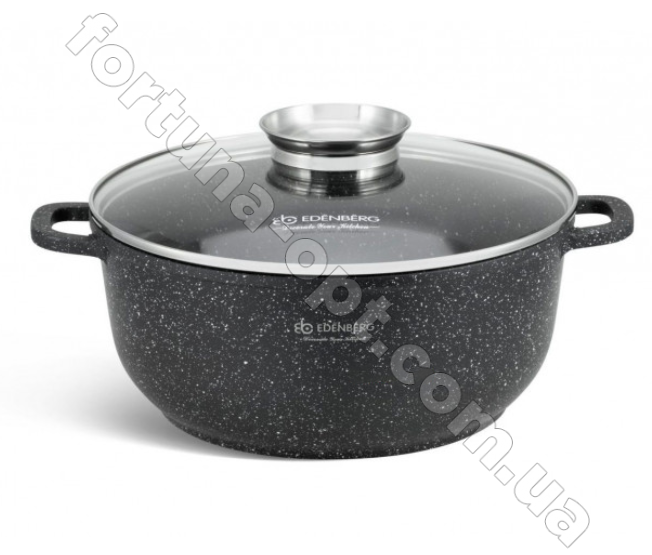 Казан мраморное покрытие с крышкой с отверстием для масла Edenberg EB - 8120 - 6.5л/28см ✅ базовая цена $22.73 ✔ Опт ✔ Скидки ✔ Заходите! - Интернет-магазин ✅ Фортуна-опт ✅