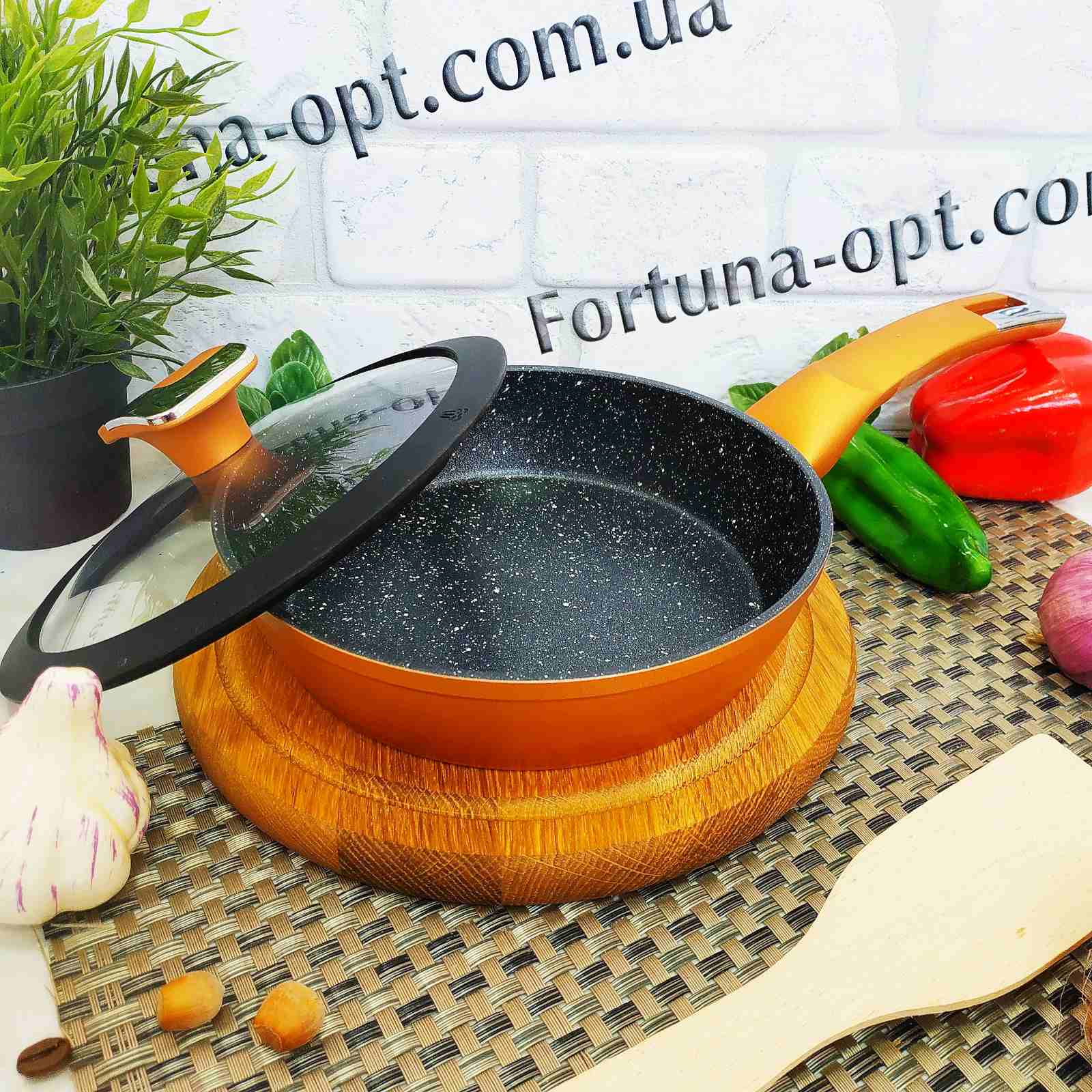 Сковорода А-Plus 20 см с крышкой и мраморным покрытием 3008 ✅ базовая цена $14.86 ✔ Опт ✔ Скидки ✔ Заходите! - Интернет-магазин ✅ Фортуна-опт ✅