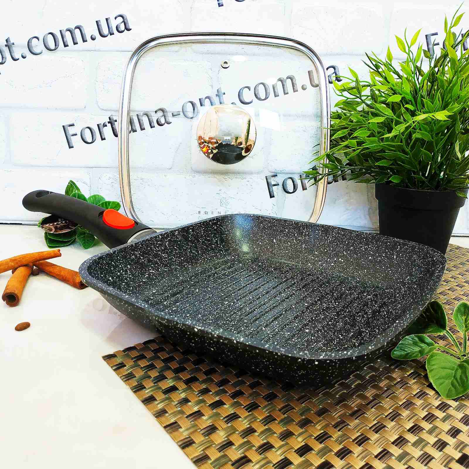 Сковорода гриль со съемной ручкой и крышкой Edenberg EB - 8129 ✅ базовая цена $17.04 ✔ Опт ✔ Скидки ✔ Заходите! - Интернет-магазин ✅ Фортуна-опт ✅