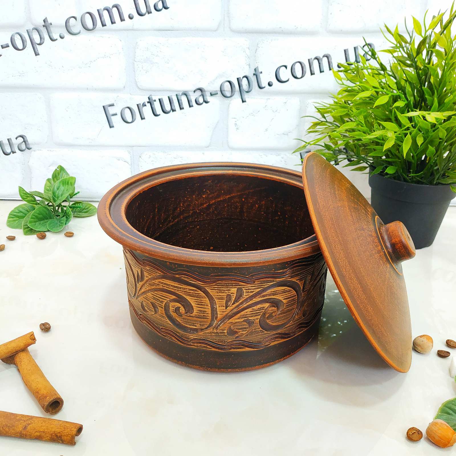 Кастрюля из красной глины 1.8 л  - 7784 ✅ базовая цена 140.90 грн. ✔ Опт ✔ Скидки ✔ Заходите! - Интернет-магазин ✅ Фортуна-опт ✅