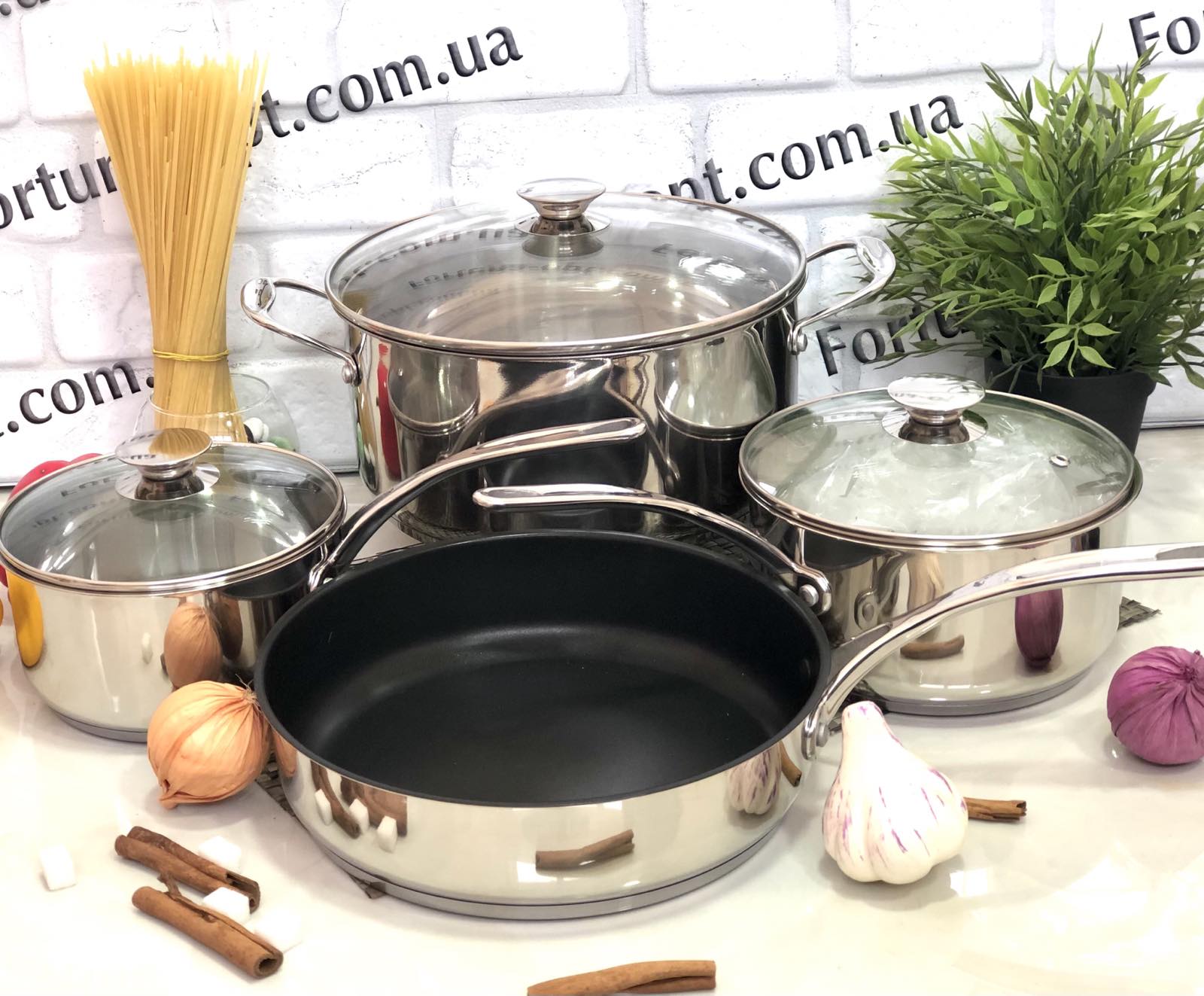 Набор тяжелой посуды из нержавеющей стали A-Plus - 1300➜ Опт и розница ✅ актуальная цена -Интернет магазин ✅ Фортуна ✅
