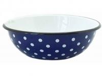 Миска эмалированная 0,6л 0305 Синяя полька ➜ Оптом и в розницу ✅ актуальная цена -Интернет магазин ✅Фортуна✅