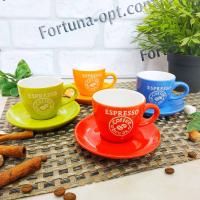 Чашка керамическая 90 мл с блюдцем 13650-4 ✅ базовая цена 14.24 грн. ✔ Опт ✔ Акции ✔ Заходите! - Интернет-магазин Fortuna-opt.com.ua.