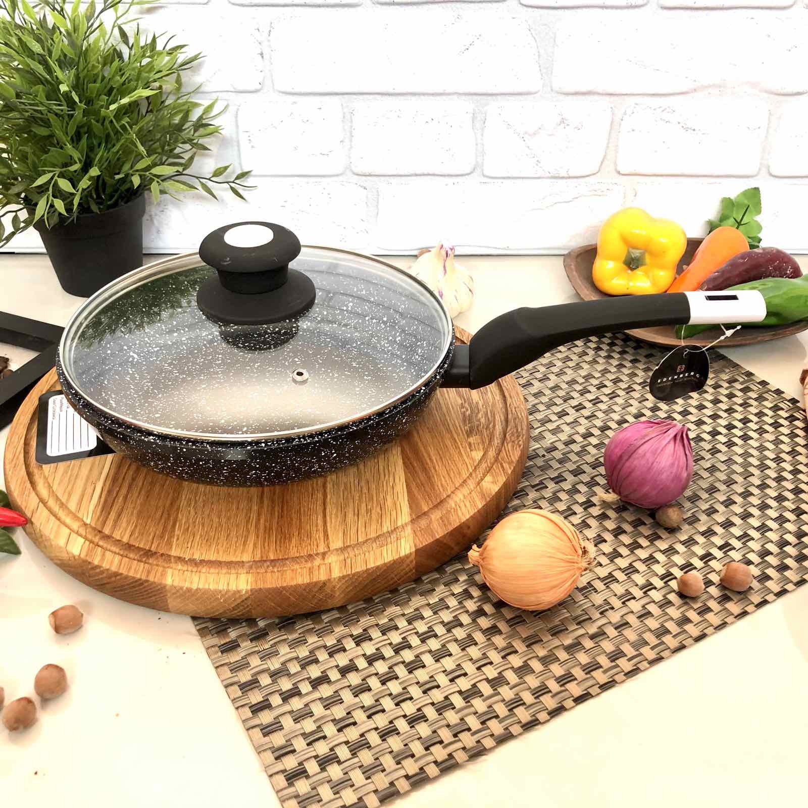 Сковорода с крышкой и гранитным покрытием Edenberg EB - 4132 - 20 см ✅ базовая цена $13.36 ✔ Опт ✔ Скидки ✔ Заходите! - Интернет-магазин ✅ Фортуна-опт ✅