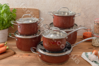 Набор посуды Edenberg красный мрамор ЕВ - 4045 ✅ базовая цена $85.25 ✔ Опт ✔ Акции ✔ Заходите! - Интернет-магазин Fortuna-opt.com.ua.