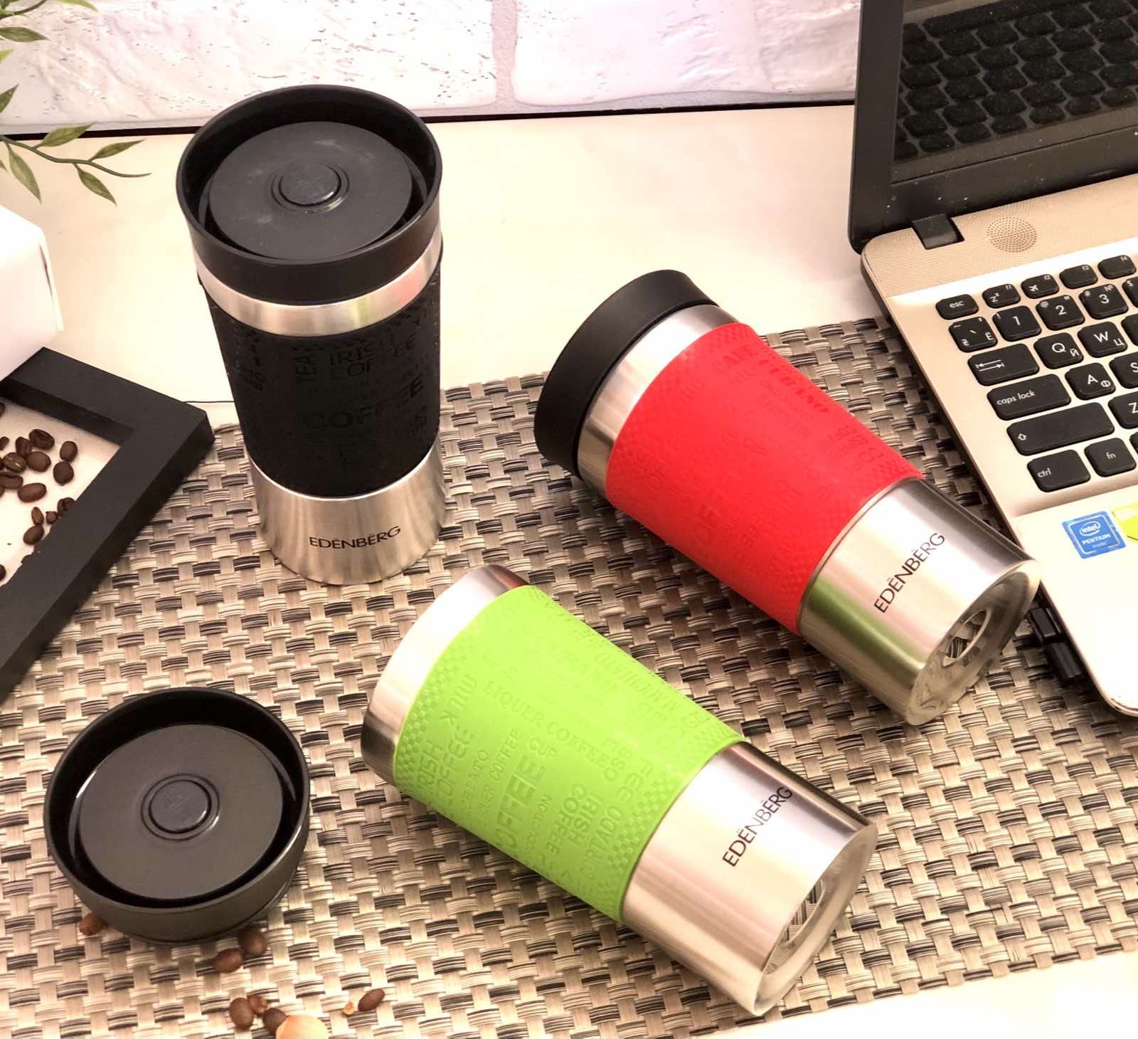 Термокружка с силиконовым держателем Edenberg EB - 632 - 0,38 л ➜ фото ➜ розн цена $6.31 - Интернет-магазин ✅ Fortuna-opt.com.ua. ✅