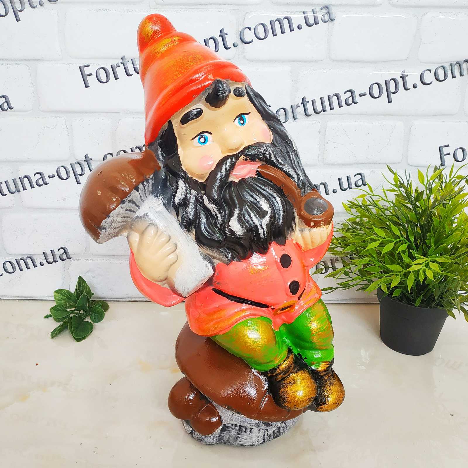 Гном на грибе керамический 1704 ✅ базовая цена 168.86 грн. ✔ Опт ✔ Скидки ✔ Заходите! - Интернет-магазин ✅ Фортуна-опт ✅
