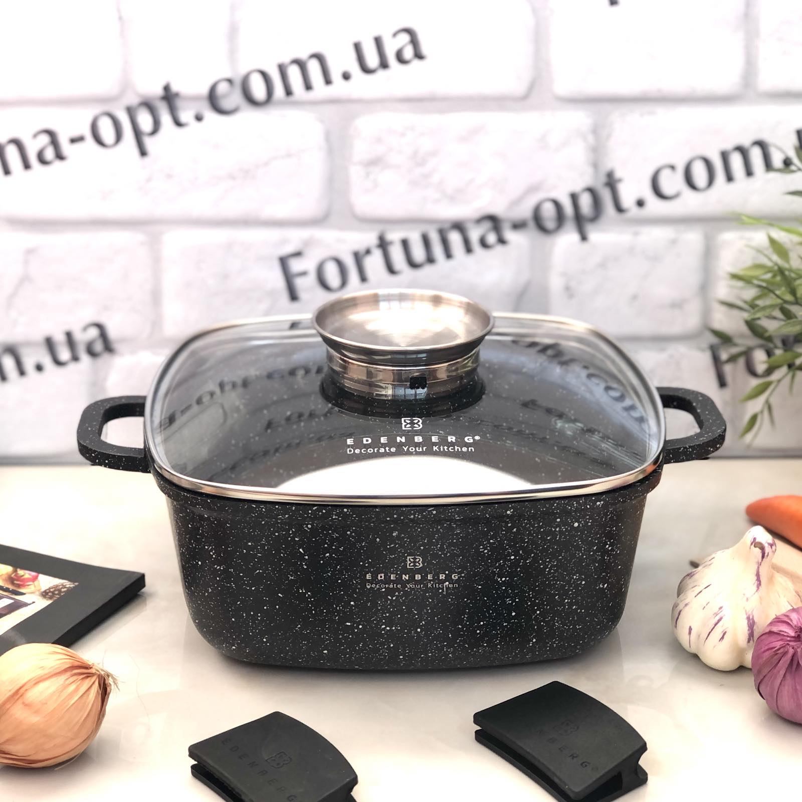 Казан квадратный с крышкой Edenberg EB - 8112 - 3,7 л/22 см ✅ базовая цена $25.97 ✔ Опт ✔ Скидки ✔ Заходите! - Интернет-магазин ✅ Фортуна-опт ✅