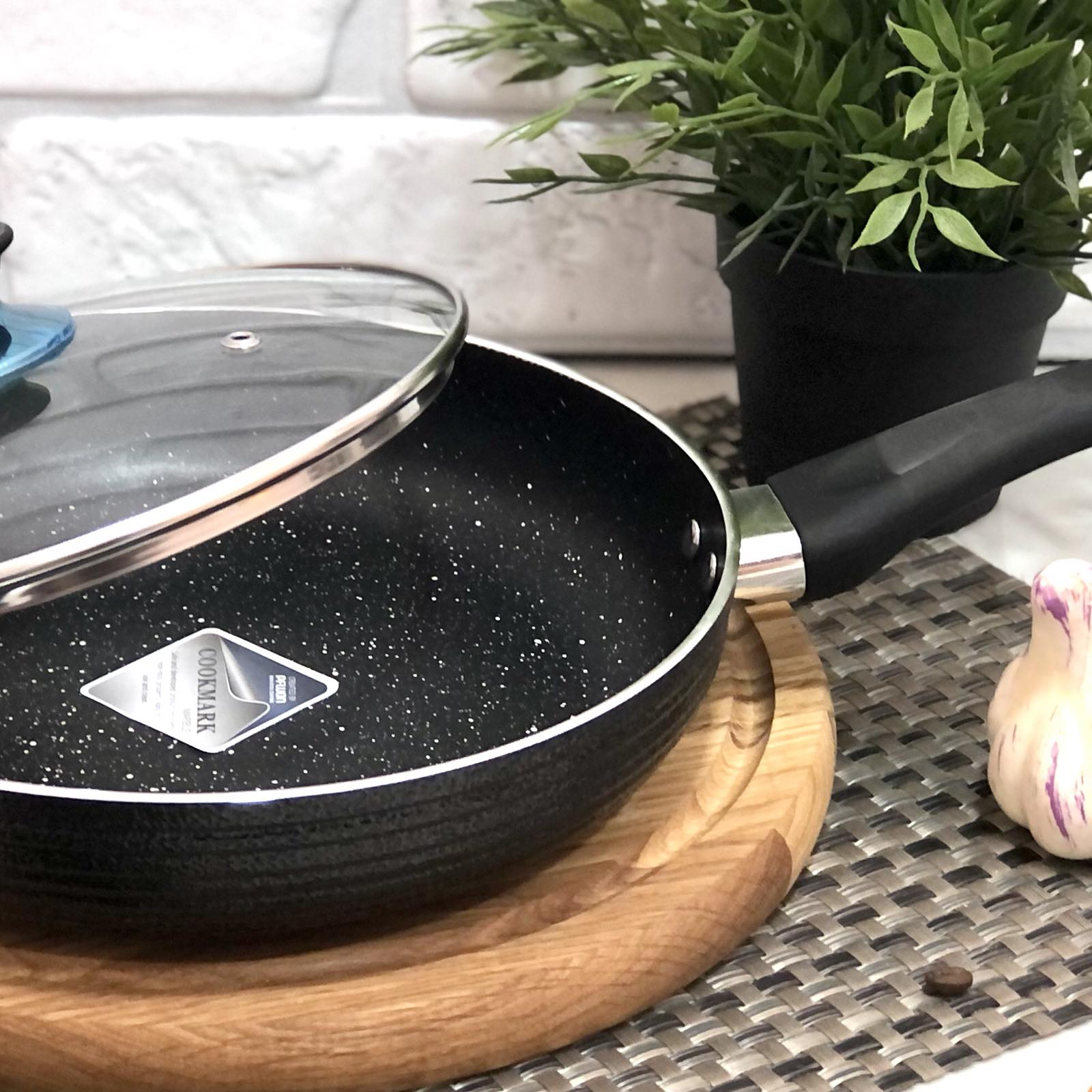 Сковорода 24 см с крышкой, мраморное покрытие A-Plus - 1108 ✅ базовая цена $9.16 ✔ Опт ✔ Скидки ✔ Заходите! - Интернет-магазин ✅ Фортуна-опт ✅