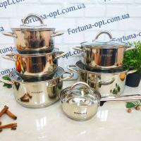 Набор нержавеющих кастрюль 12 предметов (1,9/2,6/3.6/4.35/6.1л+ковш1,15л) Ringel Hagen 6005 ➜ Оптом и в розницу ✅ актуальная цена - Интернет магазин ✅ Фортуна ✅