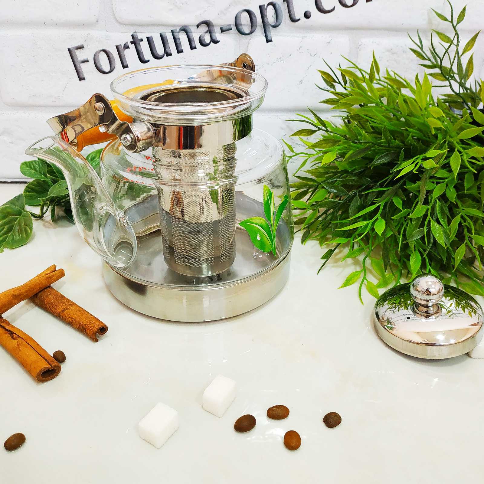 Чайник стекло  1000мл (А-Плюс) 1052 ✅ базовая цена $11.58 ✔ Опт ✔ Скидки ✔ Заходите! - Интернет-магазин ✅ Фортуна-опт ✅