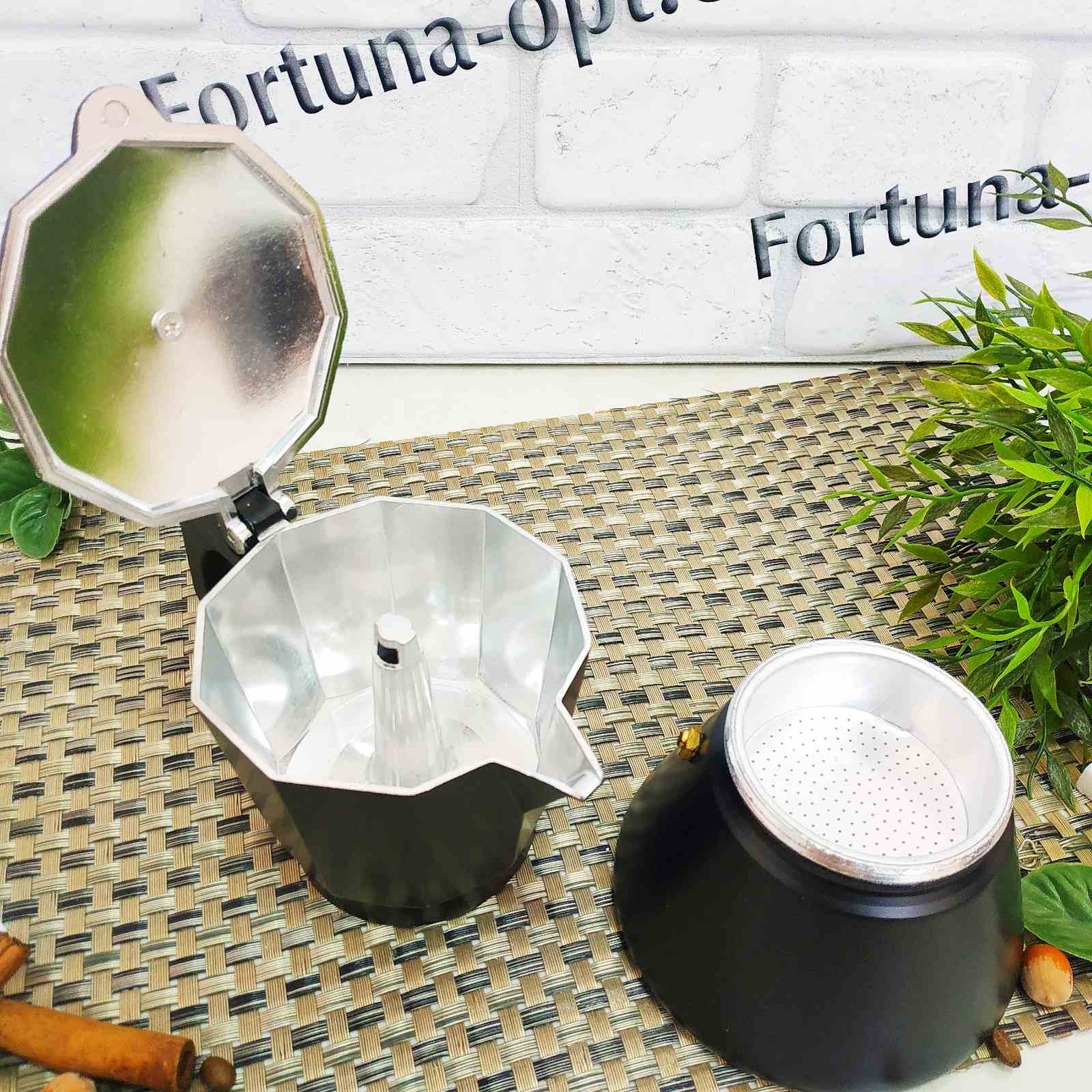 Кофеварка гейзерная черная на 6 чашек A-Plus - 2091 ✅ базовая цена $9.41 ✔ Опт ✔ Скидки ✔ Заходите! - Интернет-магазин ✅ Фортуна-опт ✅