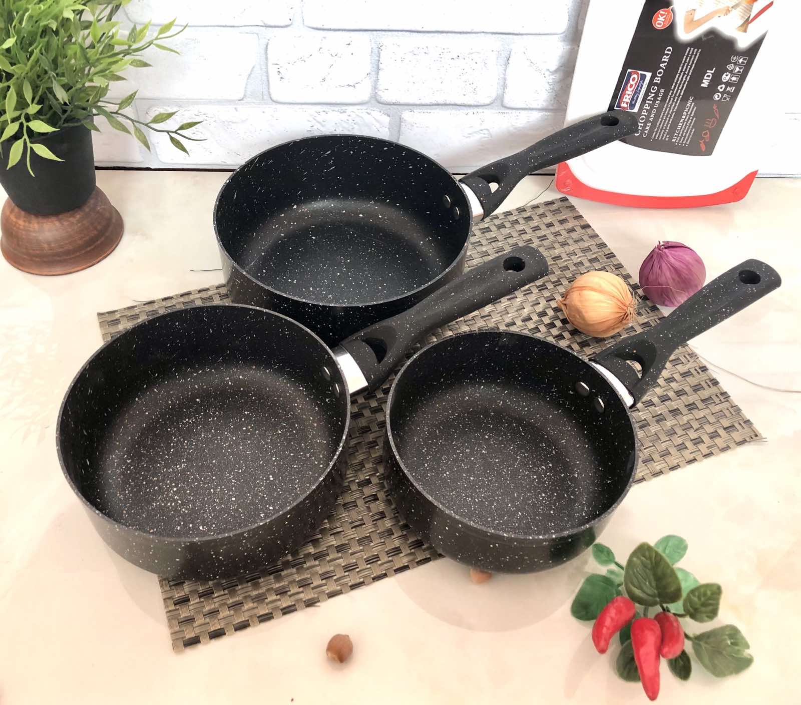 Набор ковшей черный гранит  5513 ✅ базовая цена $23.67 ✔ Опт ✔ Скидки ✔ Заходите! - Интернет-магазин ✅ Фортуна-опт ✅