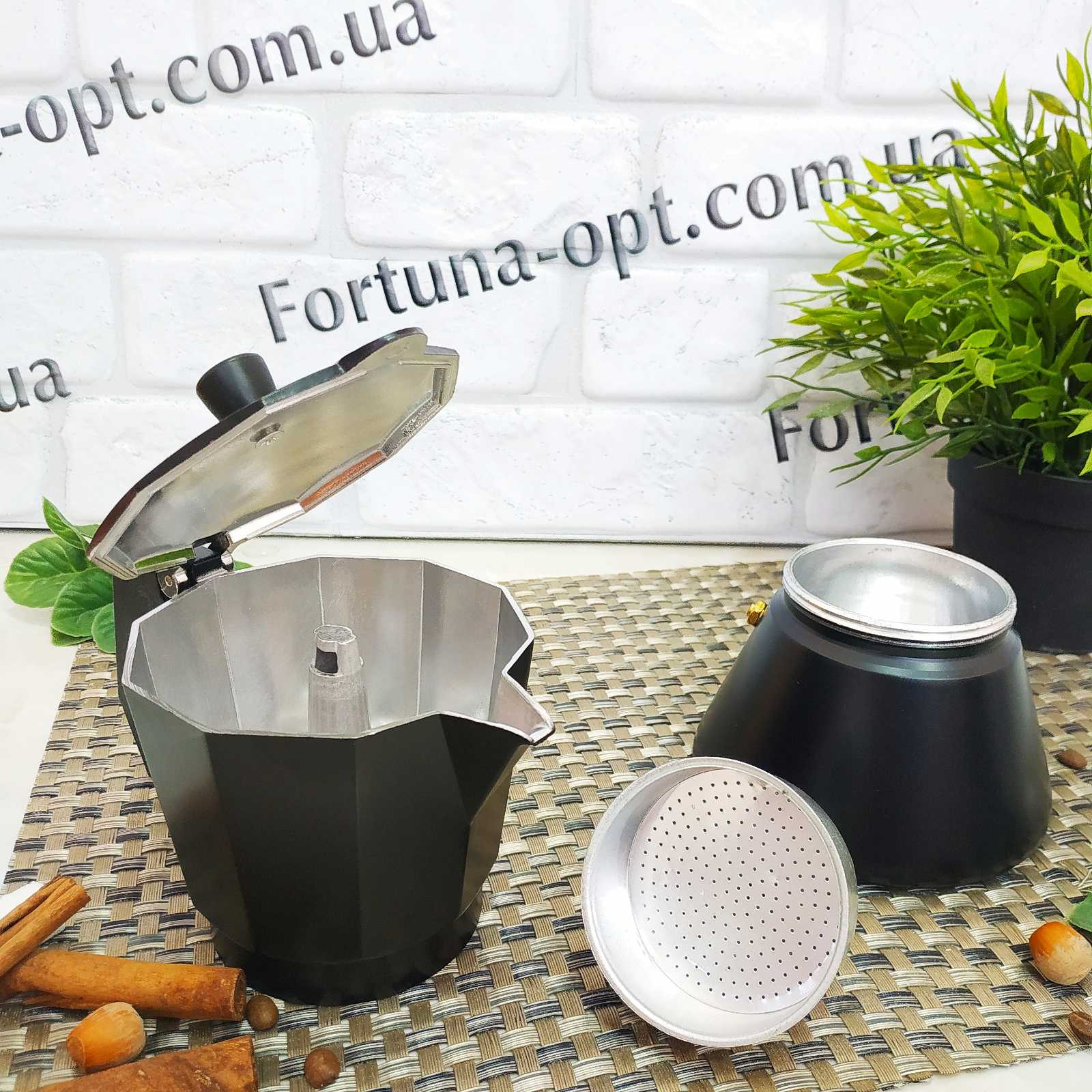 Кофеварка гейзерная черная на 6 чашек A-Plus - 2091 ✅ базовая цена $9.41 ✔ Опт ✔ Скидки ✔ Заходите! - Интернет-магазин ✅ Фортуна-опт ✅